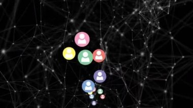 Animation of social media icons over networks of connections. global social media, connections, communication and technology concept digitally generated video.