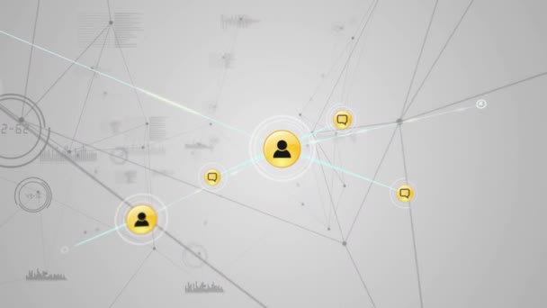 Animation Networks Connections Icons White Background Global Connections Digital Interface — Stok video