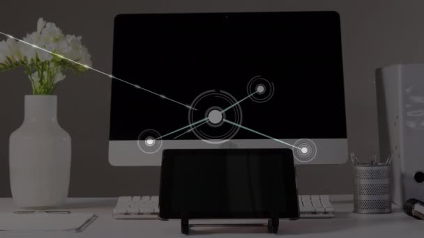 Animatie Van Netwerken Van Verbindingen Tablet Wereldwijde Verbindingen Digitale Interface — Stockvideo