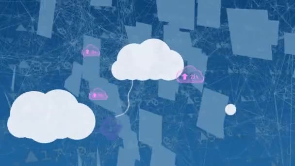 青い背景に財政的背景を持つ雲のアニメーション — ストック動画
