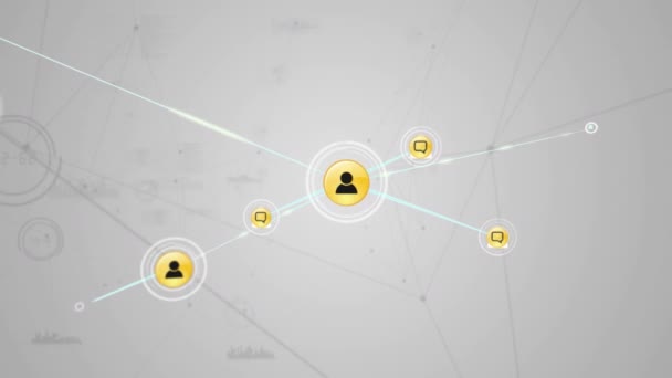 Animation Networks Connections Icons White Background Global Connections Digital Interface — Vídeo de Stock