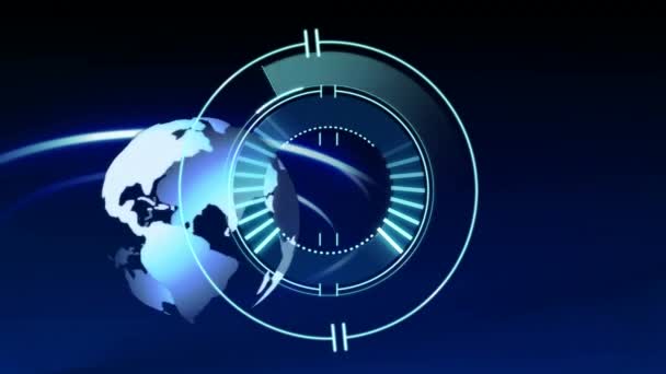 Animation Scope Scanning Globe Blue Background Global Connections Digital Interface — Αρχείο Βίντεο