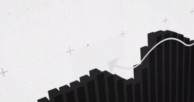 Animation of financial data processing and arrow on white background. global business, finances, connections and digital interface concept digitally generated video.