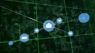 Covid-19 hücresi ve yüzen kan damarlarına karşı ağ üzerinde dijital simge ağı. küresel ağ oluşturma ve tıbbi araştırma teknolojisi kavramı