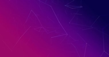Digital animation of network of connections floating against purple gradient background. networking and technology background concept