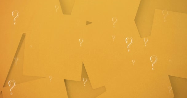 Digital Animation Multiple Question Mark Symbols Floating Yellow Blank Memo — Vídeo de Stock