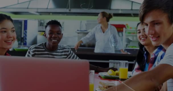 Animación Ecuaciones Matemáticas Sobre Niños Edad Escolar Usando Laptop Aula — Vídeos de Stock