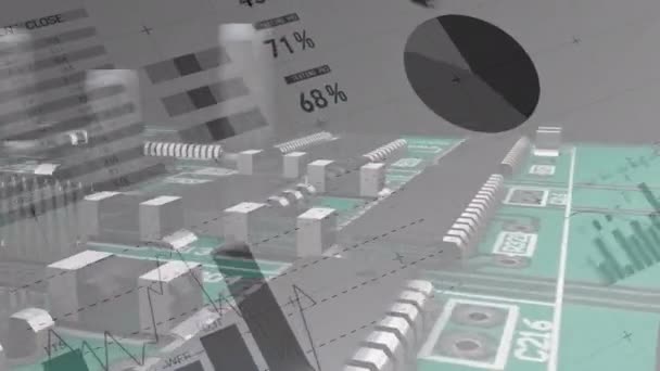 Composite Video Statistical Data Processing Close Microprocessor Connections Business Statistics — ストック動画