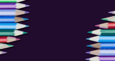 Animation of national mentoring month text with colour pencils on black background. education and learning concept digitally generated video.