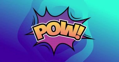 Animation of pow text over blue background. social media and communication concept digitally generated video.