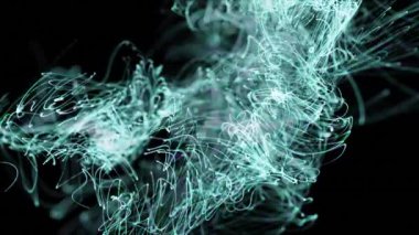 Animation of blue trails over black background. color, movement and energy background concept, digitally generated video.