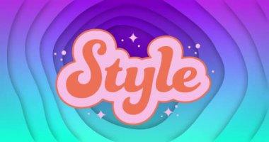 Animation of style text over shapes on blue and purple background. global social media, connections and digital interface concept digitally generated video.