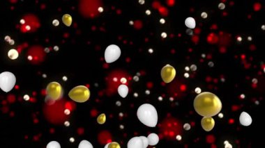 Animation of flying colorful balloons and lights over black background. party and celebration concept digitally generated video.
