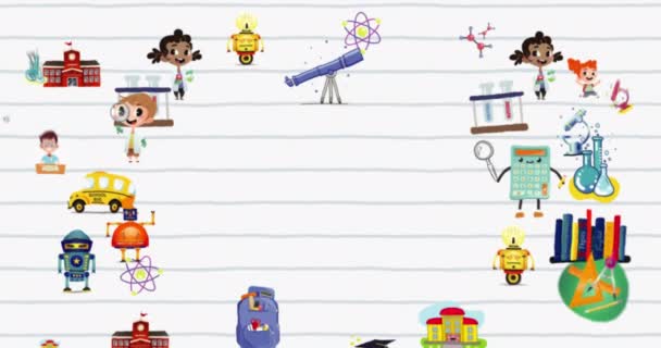 Animation National Mentoring Month Day Text School Icons White Background — Video Stock