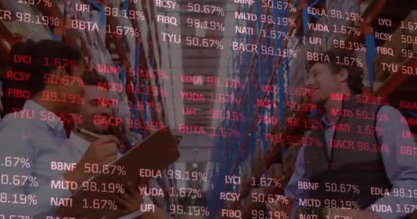 Animace Akciového Trhu Nad Různými Obchodníky Skladu Globální Koncept Dodání — Stock video