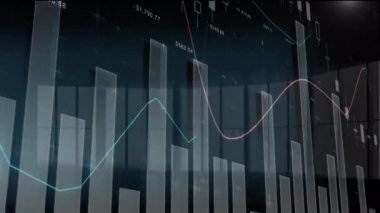 Animation of financial data processing over windows. global business, finances, connections and digital interface concept digitally generated video.