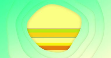 Animation of green and multi coloured stripes moving on yellow background. abstract, pattern, colour and movement concept digitally generated video.