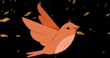 Animation of bird on black background. national bird day and nature awareness concept digitally generated video.