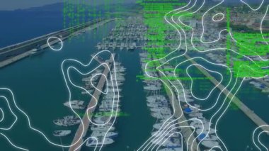 Animation of data processing and shapes moving over cityscape. global business, finances, connections and digital interface concept digitally generated video.