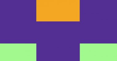 Animation of multi coloured rectangles moving on purple background. abstract, pattern, colour and movement concept digitally generated video.