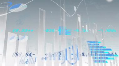 Beyaz arka planda finansal veri işleme animasyonu. küresel iş, finans, bağlantılar ve dijital arayüz konsepti dijital olarak oluşturulmuş video.
