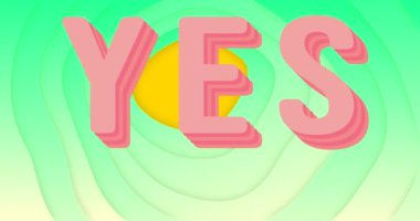 Animation of yes text over green background. global conservation and green awareness concept digitally generated video.