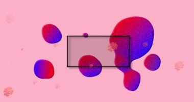 Animation of sale text in frame over glowing blob and flowers on pink background. sales, retail and communication concept digitally generated video.