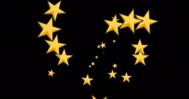 Animation of multiple stars floating on black background. party and celebration concept digitally generated video.