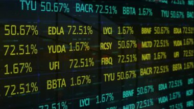 Animation of stock market over windows. global business, finances, connections and digital interface concept digitally generated video.