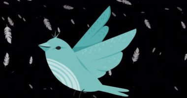 Animation of bird on black background. national bird day and nature awareness concept digitally generated video.