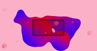 Animation of sale text in frame over glowing blob and flowers on pink background. retail, sales and communication concept digitally generated video.