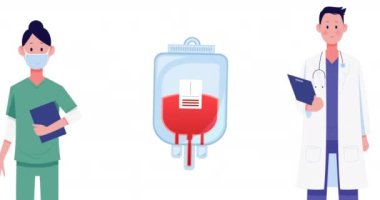 Beyaz arka planda tıbbi simgelerin canlandırılması. küresel tıp ve sağlık konsepti dijital olarak üretilen video.