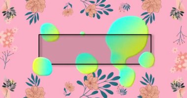 Animation of flash sale text in frame over glowing blob and flowers on pink background. retail, sales and communication concept digitally generated video.
