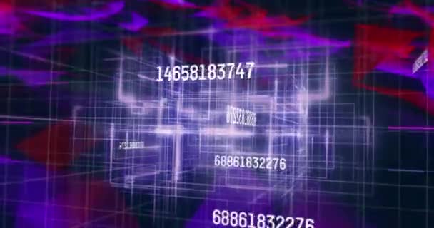 Animation Numbers Data Processing Purple Red Network Connections Global Connections — Wideo stockowe