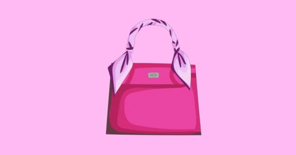 Animation Vogue Text Pink Bag Hobby Interests Leisure Time Concept — Vídeos de Stock