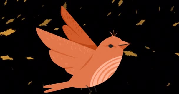 Animation Bird Black Background National Bird Day Nature Awareness Concept — стоковое видео