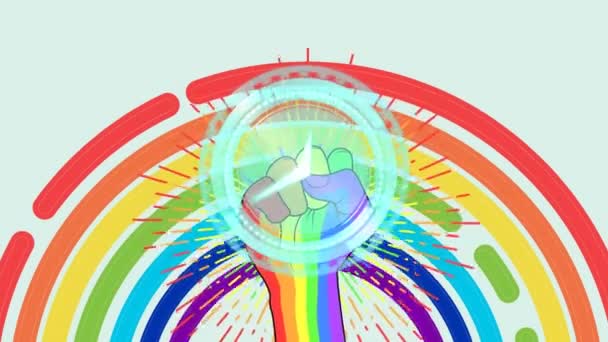 Animation Clock Fist Rainbow Lgbt Flag Lgbtq Pride Equality Celebration — Vídeo de Stock