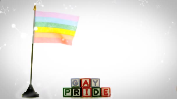 Animation Gay Stolthet Text Över Regnbåge Lgbt Flagga Lgbtq Stolthet — Stockvideo