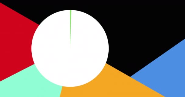 Animation White Pie Chart Filling Green Block Colours Black Background — Stockvideo