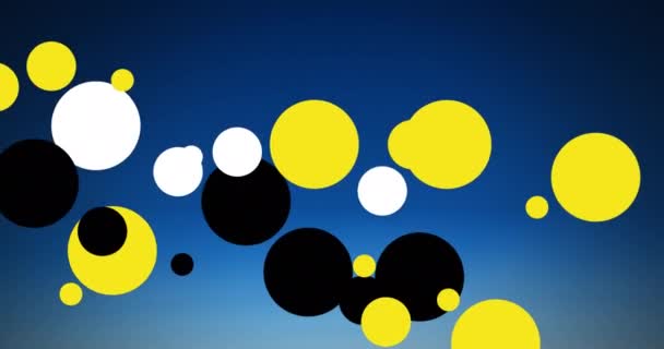 Animation Yellow Black White Spots Floating Blue Background Politics Tradition — Video Stock