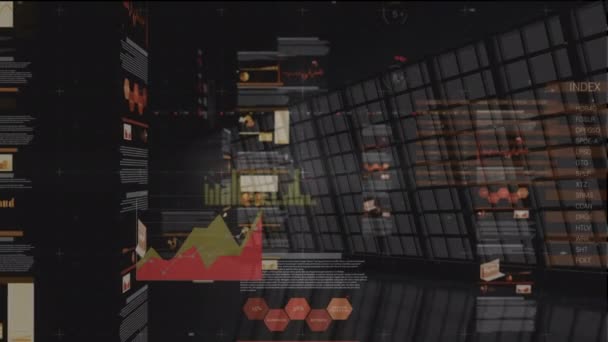 Animation Financial Data Processing Windows Global Business Finances Connections Digital — Vídeo de Stock