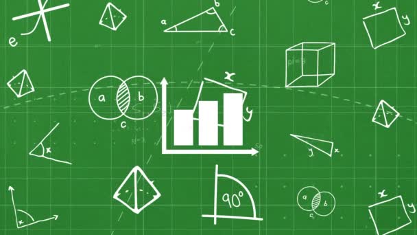 Animação Fórmulas Matemáticas Movimento Sobre Fundo Verde Conceito Ciência Educação — Vídeo de Stock