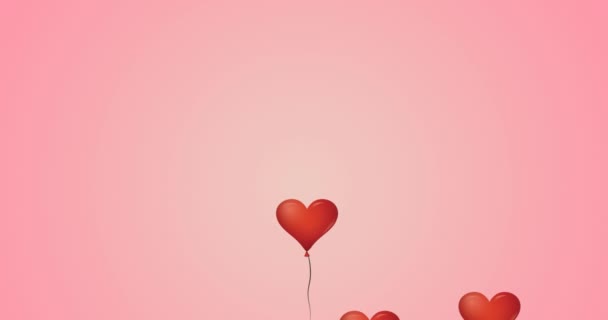 Animation Heart Balloons Love Love Text Rainbow Hearts Pride Celebration — Vídeo de Stock