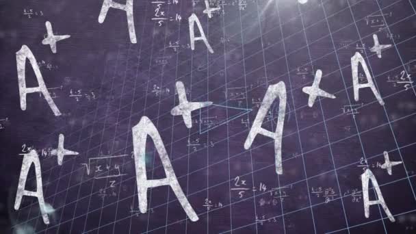 Animation Moving Mathematical Formulas Blackboard Science Education Learning Concept Digitally — Stock Video