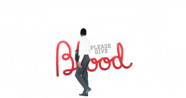 Σύνθετο Βίντεο Του Αφροαμερικανού Επιχειρηματία Εναντίον Παρακαλούμε Δώσει Κείμενο Αίματος — Αρχείο Βίντεο