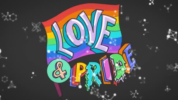 黒を背景にした愛と誇りのアニメーション Lgbtq誇りと平等のお祝いの概念デジタル生成されたビデオ — ストック動画