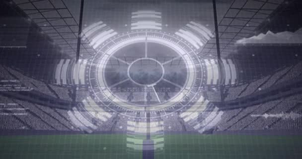 Animation Digital Interface American Football Stadium Global Sports Data Processing — Vídeo de Stock