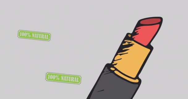 Animation 100 Natural Text Lipstick Fashion Style Retail Social Media — Vídeo de Stock