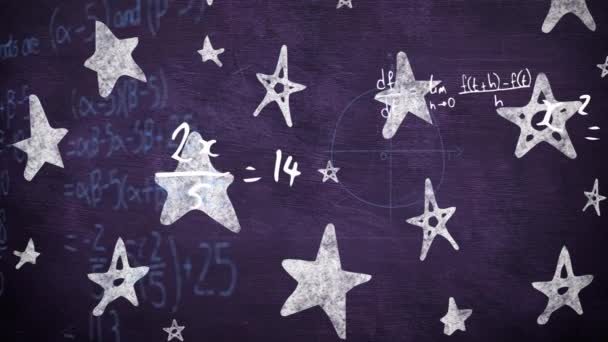 Анимация Движущихся Математических Формул Над Доской Научная Образовательная Учебная Концепция — стоковое видео