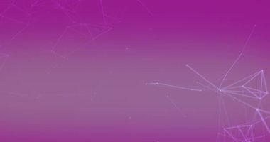Animation of glowing network of connections floating on purple background. global communication and digital network concept digital animation.